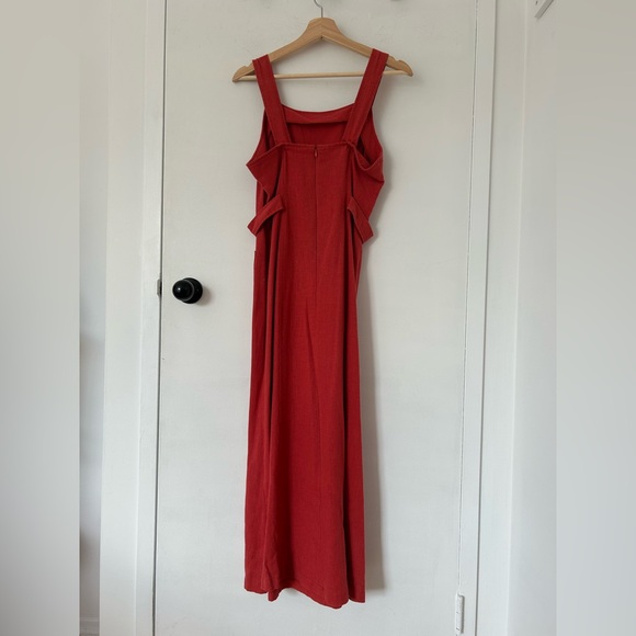 VINTAGE RED LINEN MAXI DRESS SIZE 7/8 - Picture 2 of 5